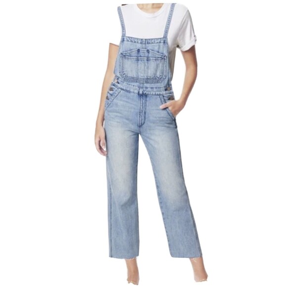 Joe’s Denim Overalls Size Extra Small Captivate Wide Leg Cropped Raw Hem - Picture 1 of 9